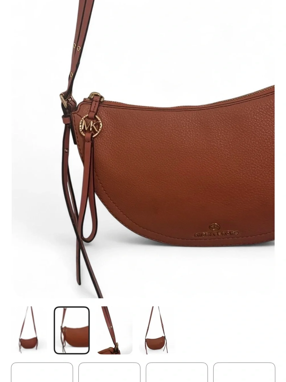 Michael Kors Chestnut Leather Crescent Crossbody Bag